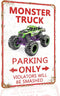 Jinfuteng Monster Truck Parking Only Metal Sign, Boys Bedroom Monster Truck Parking Wall