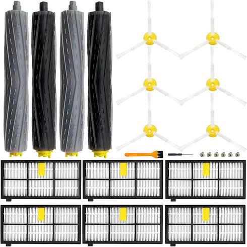 14 Pack Replacement Parts for iRobot Roomba 800 900 Series, 2 Debris Extractors, 6 Filters, 6 Side Brushes & Screws