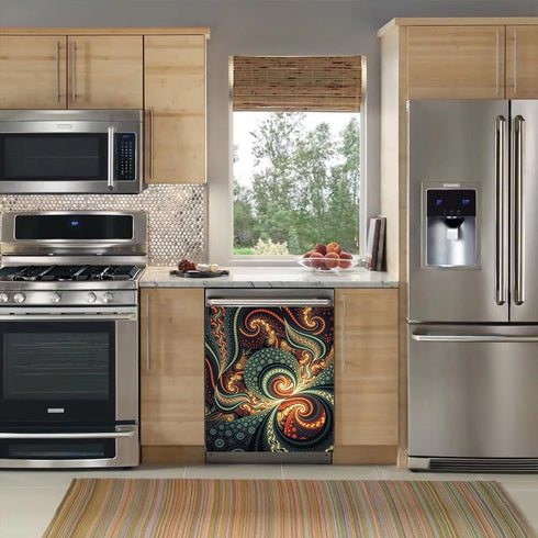Mandala Dishwasher Magnetic Cover, Beautiful Kitchen Decoration, Self Adhesive Magnet Refrigerator Decal
