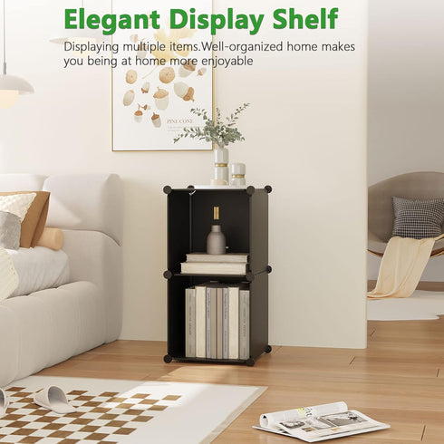 2-Cube Closet 12.4" 12.4" 24.8" C&AHOME Cube Storage, Organizer Units, Plastic Storage Shelves, DIY Book Shelf, Modular