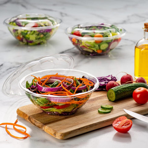 Comfy Package [24 oz. - 50 Count Clear Plastic Salad Bowls with Lids, Disposable Containers for Takeout & Meal Prep