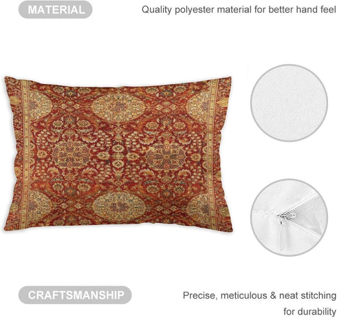 Kaleidee 24 12"x20" Ottoman Court Carpet Print Throw Pillow Covers Soft Velvet Decorative Throw Pillowcases Cushion