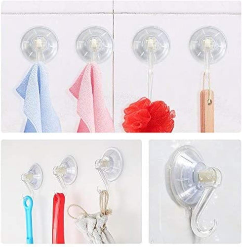 Clear Plastic Suction Cup Hook, oobest 6 Pack Ultra Heavy Duty Hooks, Strong Power Lock, Waterproof, Oil-Proof for