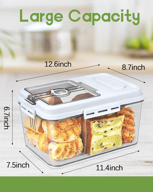 Countertop 11.4 7.5 6.7 Inch Dynta Large Bread Box for Kitchen x x Airtight Bread Storage Container Time Recording