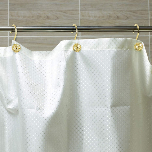 Chictie Gold Shower Curtain Hooks Rings, Set of 12 Brass Decorative Rustproof Hangers for Bathroom Curtains Rods