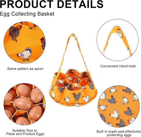 12 7 Egg Collecting Apron and Basket, Pouches Chicken Egg Apron, Pouches Chicken Eggs Basket, Collector Chicken Eggs