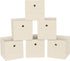 Foldable Storage Cubes Bins, 11 Inch Cloth Storage Box Organizer with Dual Handles for Home, Set of 6, Creamy-White