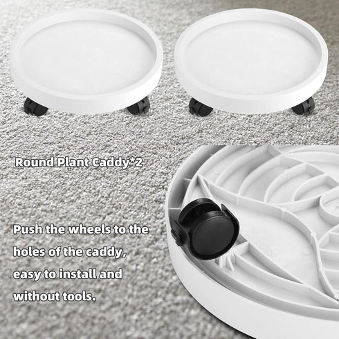 Maxurry 13inch 2Pack Plant Caddy Heavy Duty Plastic Round Plant Dolly with Lockable Wheels Plant Stand Mover Indoor