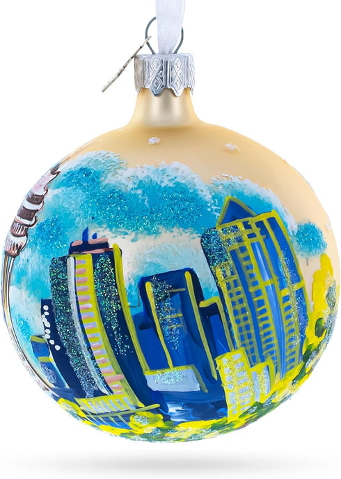 Seattle, Washington Glass Ball Christmas Ornament, 3.25 Inches