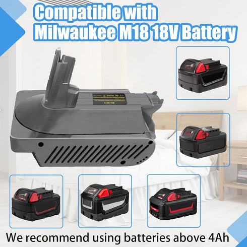 V10 Adapter for Dyson SV12, Compatible with Milwaukee 18V M18 Battery for Dyson V10 Vacuum Cleaners