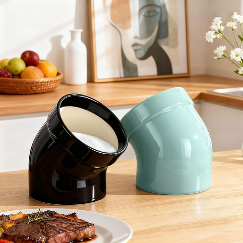 Counter Salt Pig, Dishwasher Safe Ceramic Salt Cellar Modern and Minimalist, Salt Pig Ceramic for Convenient Access