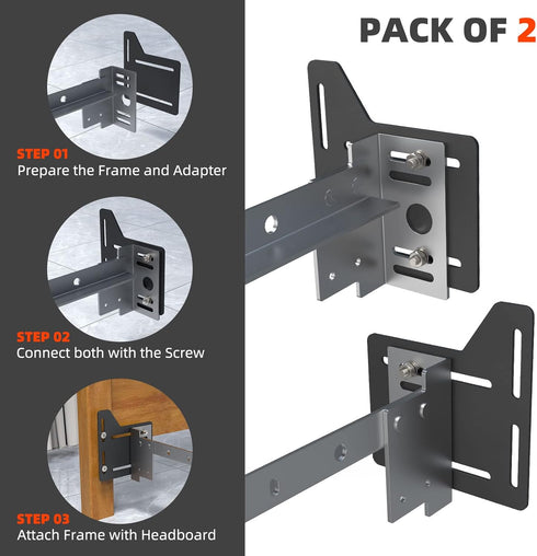 2Pcs Bed Frame Brackets Adapter for Headboard, Extra Heavy Duty Bed Adapter Conversion Plate
