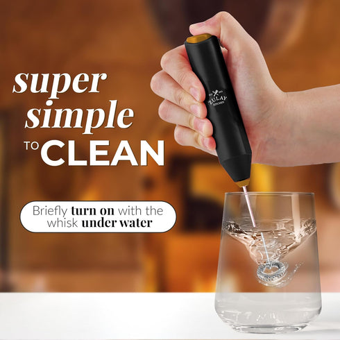 Zulay Kitchen Powerful Milk Frother Wand, Mini Handheld Stainless Steel Drink Mixer for Coffee, Lattes, Black/Copper
