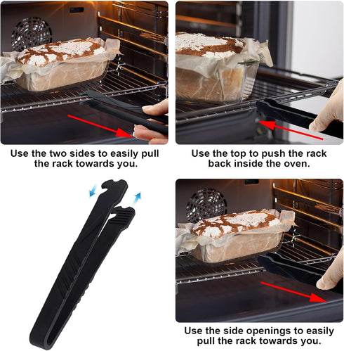 Oven Rack Push Pull Tool, Multifunctional Rack Oven Push and Pull Clip, Ideal Small Kitchen Push and Pull Tool for Kitchen Oven, Toaster Oven, Air Fryer, Convection Oven (Black) by KIBBEH