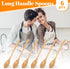 Wooden Spoons 6PCS, 9 Inch Long Handle Spoon for Eating, Mixing, Stirring, Japanese Style Home Kitchen Cooking