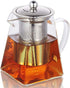 19.3oz Glass Teapot with Infuser, Borosilicate Glass, 550ML, Clear with Stainless Steel Infuser