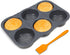 Hamburger Bun Pan Non-Stick Silicone Baking Mold, 4-in Cups, 6-Cavity Perforated - Includes Basting Brush