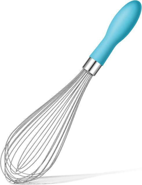 12-Inch Stainless Steel Wire Whisk, Balloon Whisks for Cooking with Soft Silicone Handle, Thick Durable Whisker for