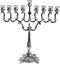 Ner Mitzvah Silver Plated Candle Menorah, Fits Standard Hanukkah Candles, 7.25" High x 6.5" Wide