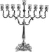 Ner Mitzvah Silver Plated Candle Menorah, Fits Standard Hanukkah Candles, 7.25" High x 6.5" Wide