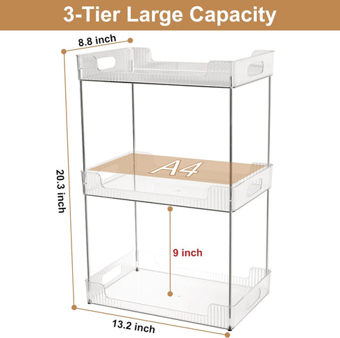 3 Counter A4 Countertop Goderewild Tier Bathroom Organizer, Multi-Purpose Cosmetics Skincare Shelf, Fits Size Makeup