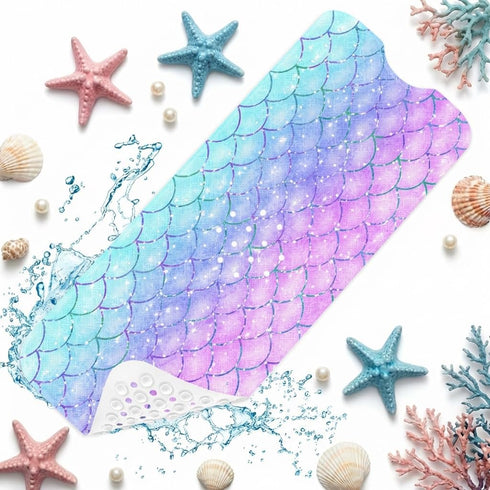 Culudea Pink Blue Mermaid Bathtub Shower Mat Fish Underwater Sea Non-Slip Tub Extra
