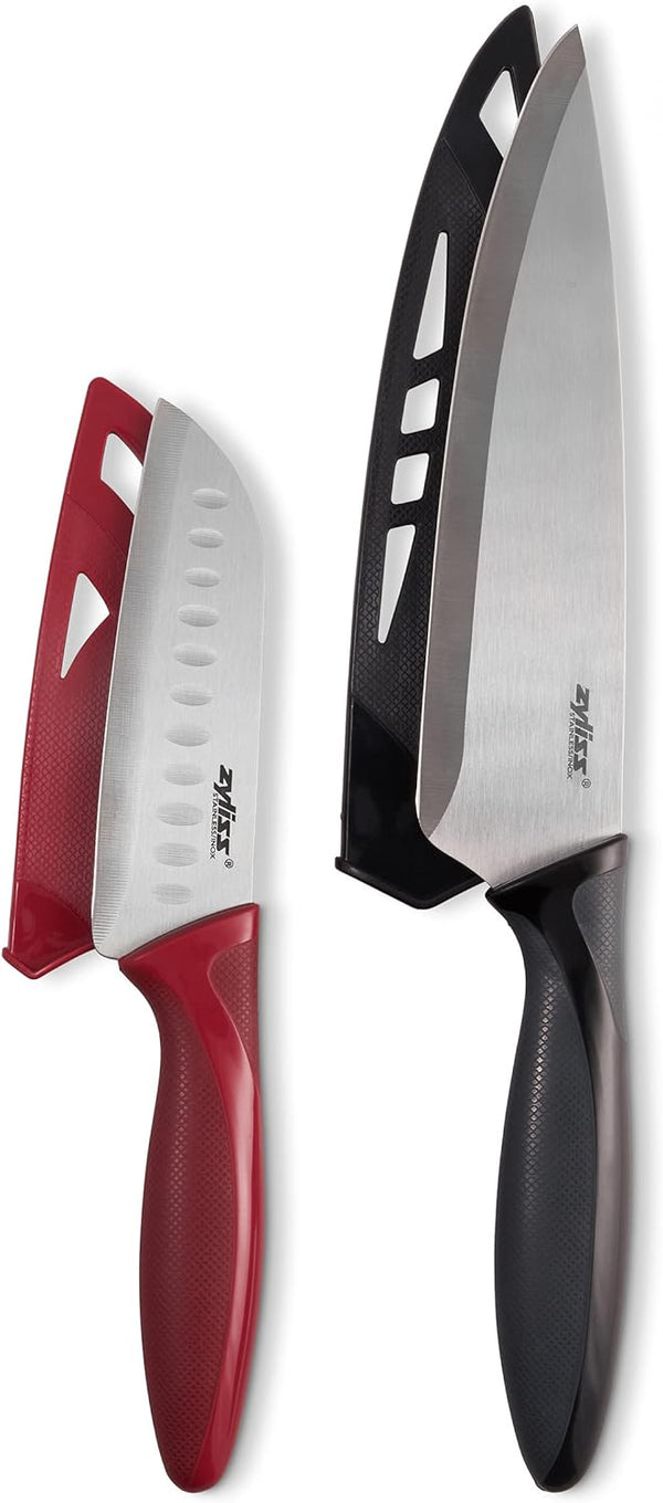 Zyliss Utility Kitchen Knives with Sheath Covers - Dishwasher Safe Stainless Steel Knives for Cutting Meat, Vegetables,
