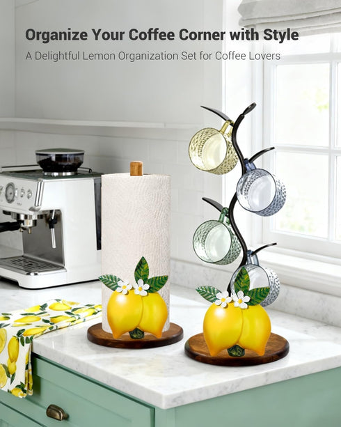 GAJ Countertop 3D Lemon Paper Towel Holder - Lemon Decor for Kitchen Farmhouse Bathroom - Gifts for Women Mom Grandma