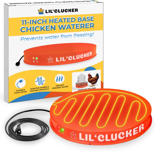 Lil'Clucker Heated Base for Chicken Waterer Automatic Metal Freeze Proof Heated Chicken