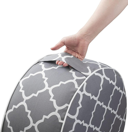 D20 xH9, Outdoor/Indoor Inflatable Ottoman Pouf All Weather Round Footstool with Handle, Water Repellent Portable