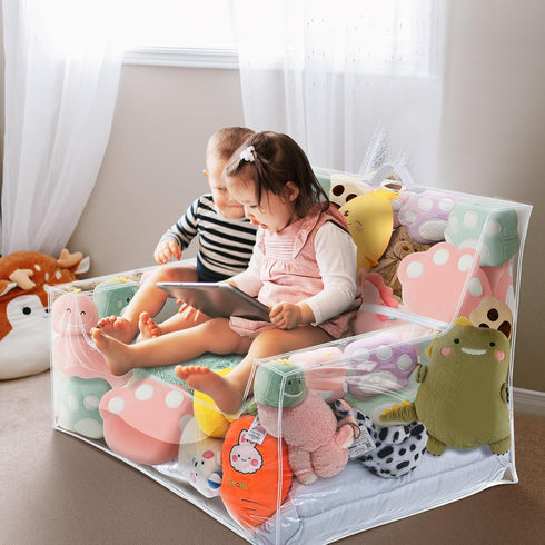 Filled(38 Inch,Sofa Teenyyou Stuffed Animal Storage Bean Bag Chair Sofa Cover Zipper Large Transparent PVC Stuffed