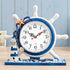 RTGGSEL Mediterranean Nautical Silent Desk Clock, Lighthouse Helm Wooden Clocks, Beach Theme Clock Decor Ornament