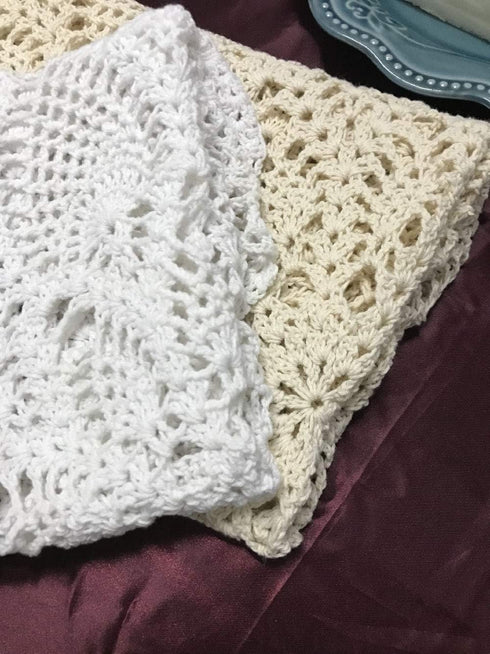 Damanni Cotton Handmade Crochet Lace Tablecloth Doilies - Round, White, 20 Inch, 2PC