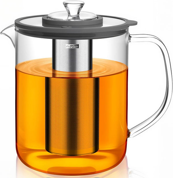 Aquach 85oz Large Glass Teapot & Tea Maker- Stovetop & Dishwasher Safe,