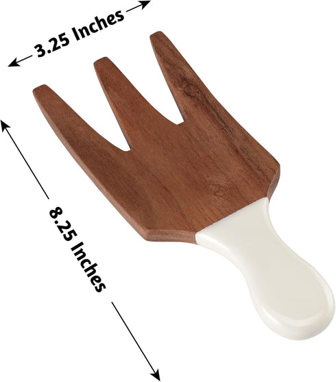 Folkulture Salad Hands, Set of 2 Acacia Wood Salad Servers, Salad Tongs for Serving Salad Mixes, Pasta, Fruit (3.25 X