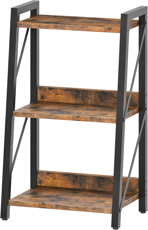 3-Tier BF303CJ01 HOOBRO Ladder Shelf, Bookshelf, Corner Bookcase, Small Bookshelf with Metal Frame, for Living Room