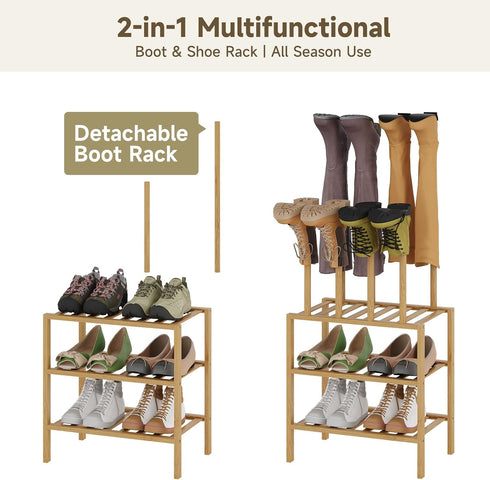 Vellzeyce Organizer,3-Tier 3-tier-short) Boot Rack for Tall Boots Multiuse Shoe Rack and Boot Storage Rack,for Tall