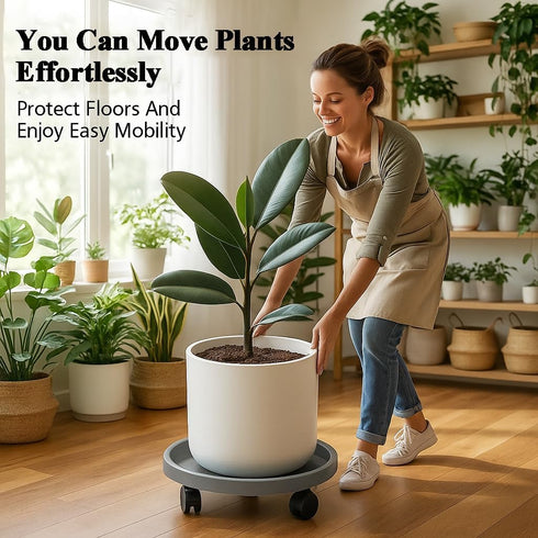 Tulpeed 3 Pack 12 Inch Rolling Plant Stand with Wheels Plant Caddy with Wheels Heavy Duty Plant Dolly Roller Base