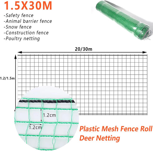 5'x100' Temporary Fence, Garden Fencing Plastic Mesh Fence, Safety Fence, Snow Fence, Construction Fence, Animal