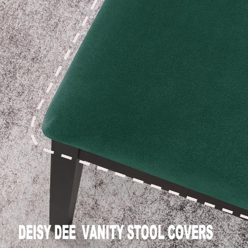 Pack 4 Deisy Dee Velvet Rectangle Vanity Stool Covers, Small Footstool Ottoman Covers of (Kelly)