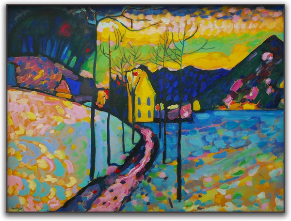 Wassily Kandinsky Canvas Wall Art, Vintage Winter Landscape Poster Oil Painting Print for Room Decor