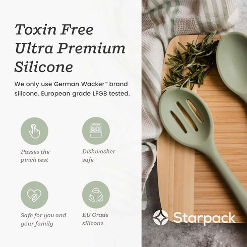 Starpack 'Let it Drain' XL Silicone Slotted Spoon, Large Heat Resistant Cooking Spoon for Non-Stick Serving