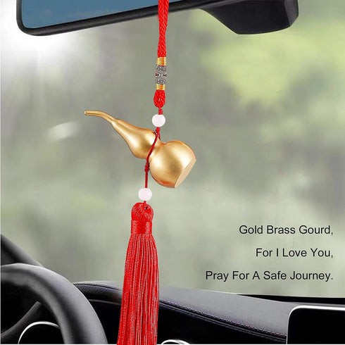 Hanging Decoration Good Luck Wu Lou Gourd - Brass Charm Amulet Home Decor, 3.18 Inch Tall