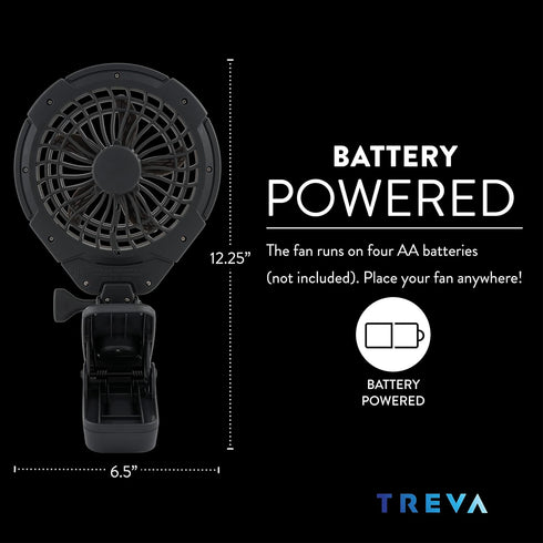 5 Inch (2 Pack) Treva Battery Powered Clip Slim and Portable Cooling Fan with Clamp for Travel, Outdoor,Camping, Car