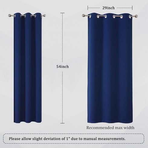 34 Inch, Grommet 34" 54" 2 DUALIFE Navy Blue Kitchen Curtains, Short Blackout Curtains for Kids Bedroom Play Room