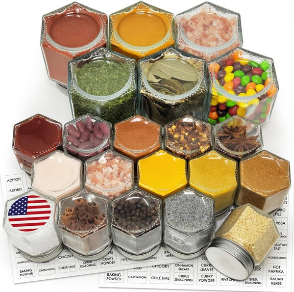 CROSS HOMES Magnetic Spice Jars Combo Pack 21 Set (6 Large 4 oz +