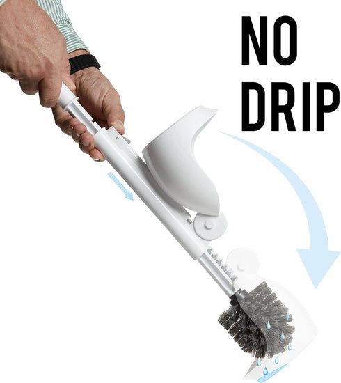 ELYPRO Toilet Brush with Holder Drip-Free Hygienic Bathroom Scrubber with No-Drip Caddy, Built-in Spout, Fast-Drying