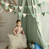 2 Sets 24Pcs Summer of Sage Green Pennant Banner Nursery Garland Flags Olive Green Fabric Linen Triangle Streamers