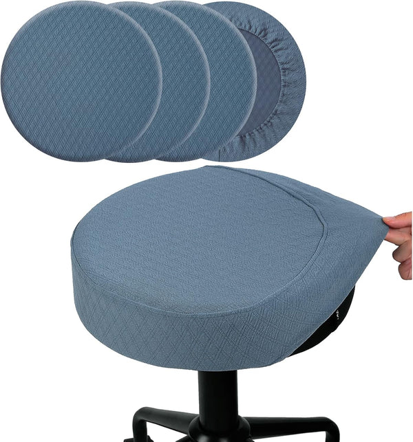 BUYUE 4 Pcs Bar Stool Covers, Luxury Fabric Dia.14-16" Round Stretchy Crease-Resistant