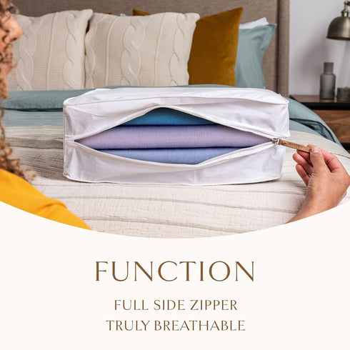 Hayden Hill Luxury Organic Cotton Sweater Storage Bag, Fits 4 Fine Knits, Moth Proof Organizer for Closet